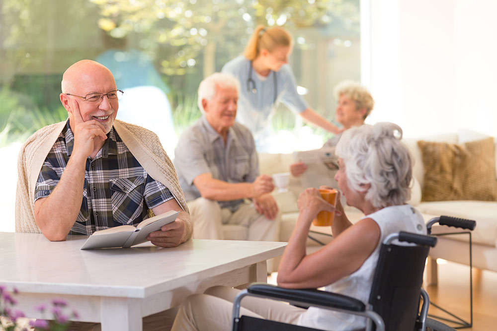 Seniors in senior living community