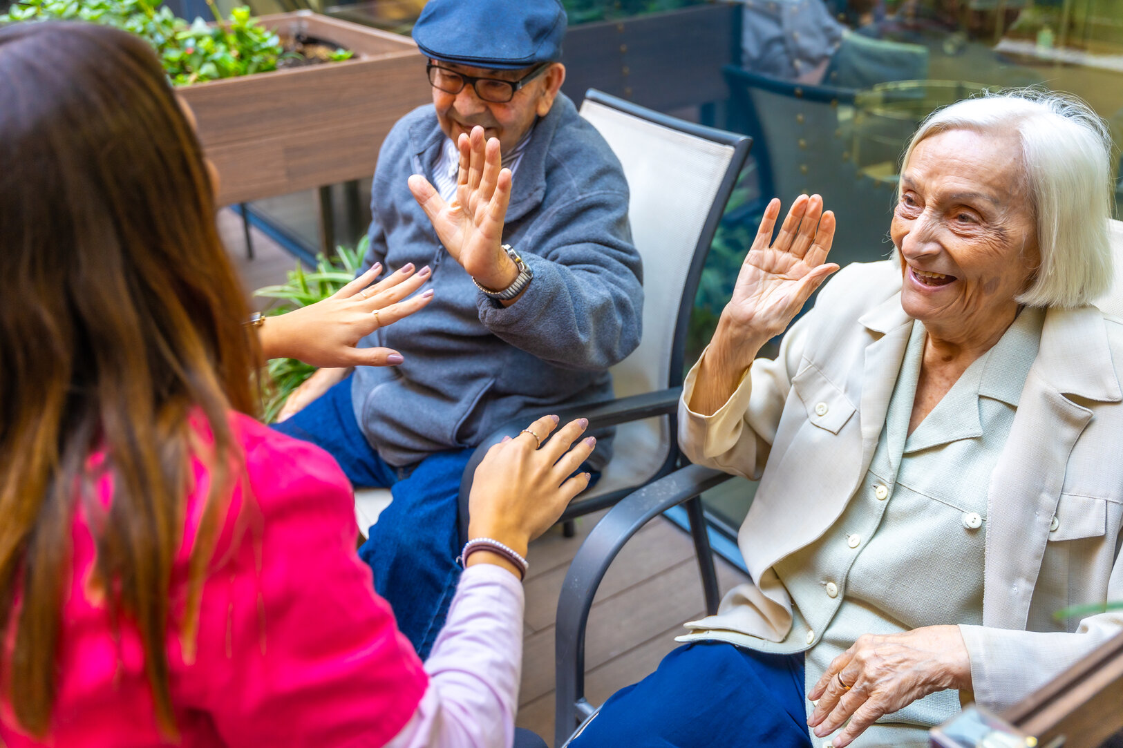 Seniors with nurse in memory care Carlsbad.