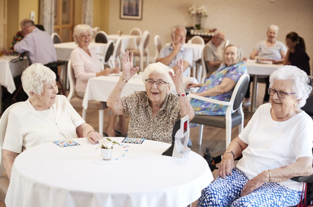 Social gathering in senior living community